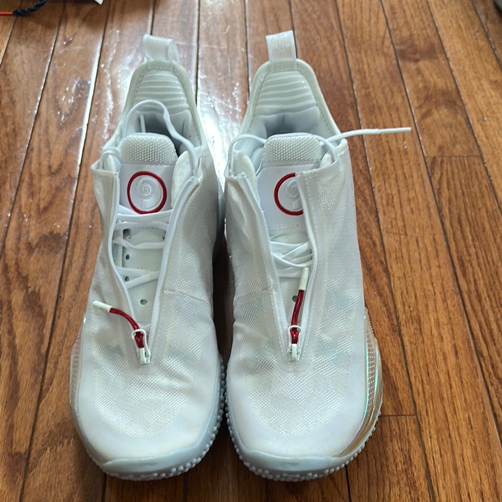 White and Red Athletic Sneakers